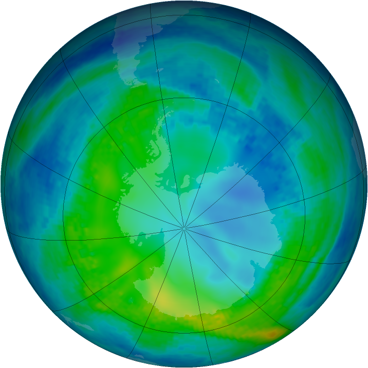 Antarctic ozone map for 08 May 2004